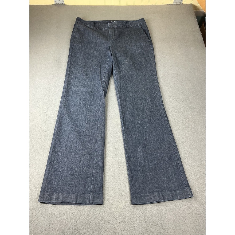 Gap Pants Womens 12 Tall Blue Aubrey Wide-Leg Denim Stretch Pockets Flat-Front